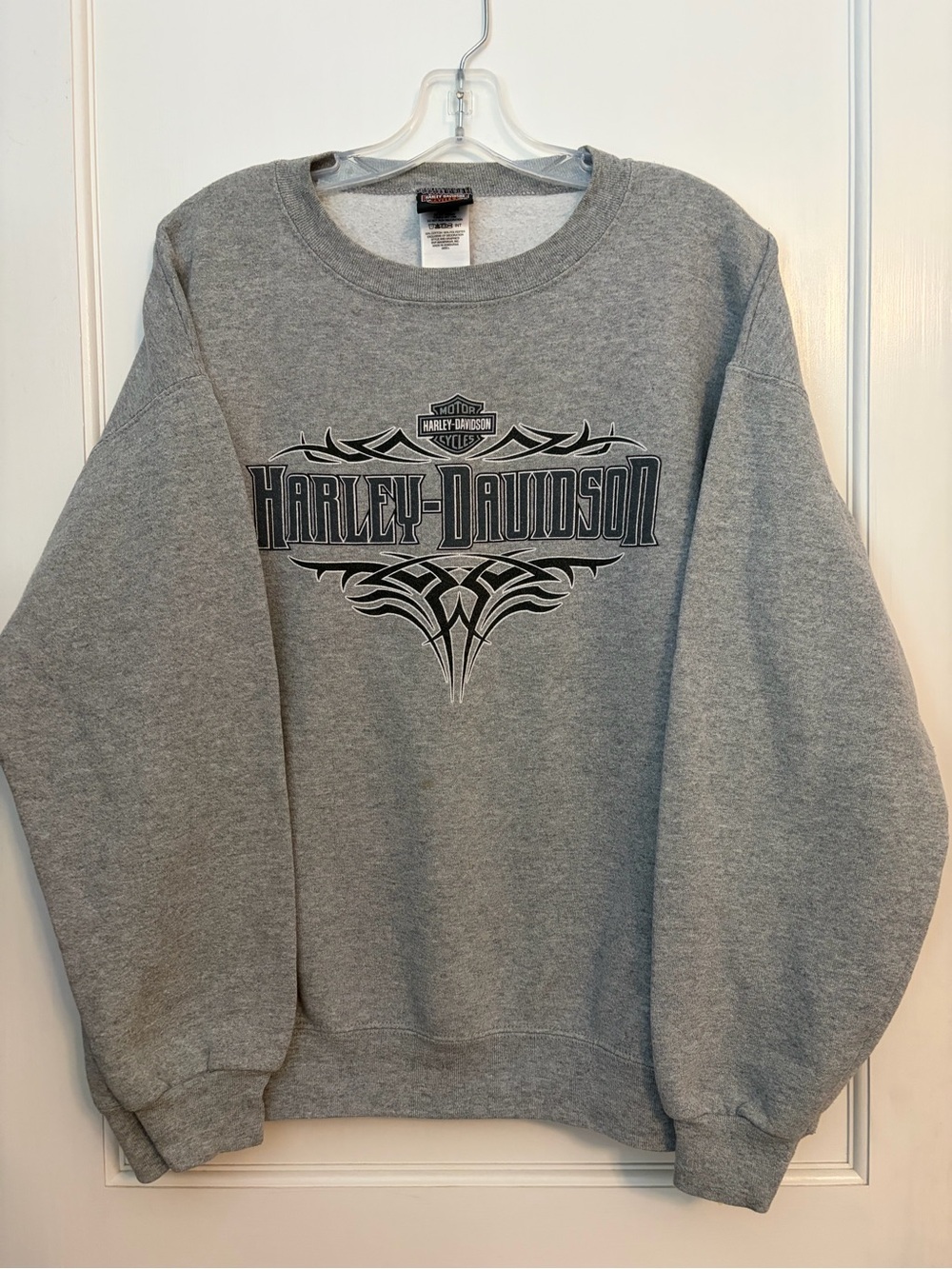 VTG Harley-Davidson Gray Tribal Graphic Crewneck Sweatshirt Y2K BikerPullover V1